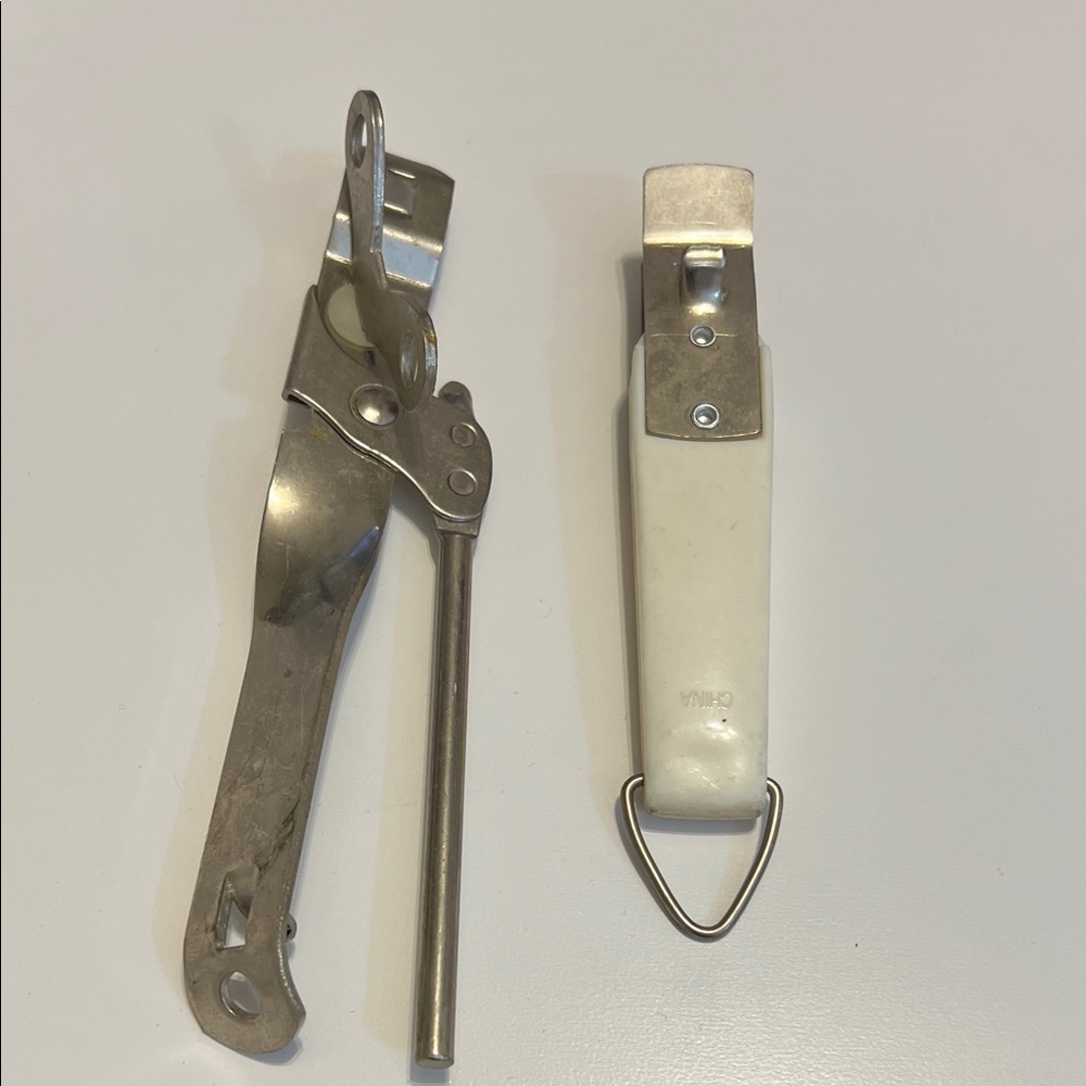 Stylish Silver and White Bottle Opener Set